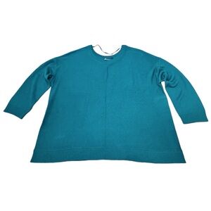 NWT Lane Bryant Crewneck Green Knit 3/4 Sleeve Sweater Gold Zipper Women’s 22/24